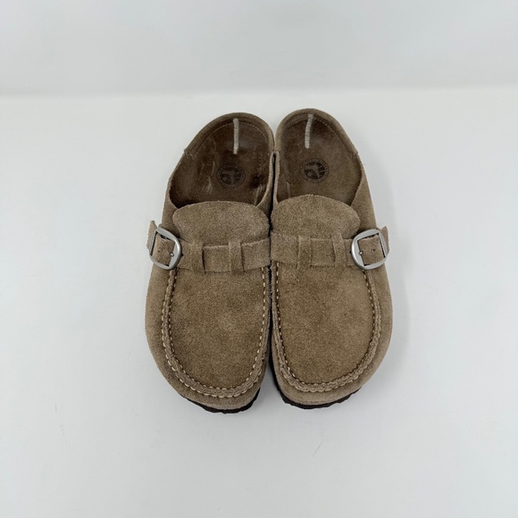 New Birkenstock Buckley Suede Leather Clogs Gray Taupe Sz 38 - Picture 10 of 12